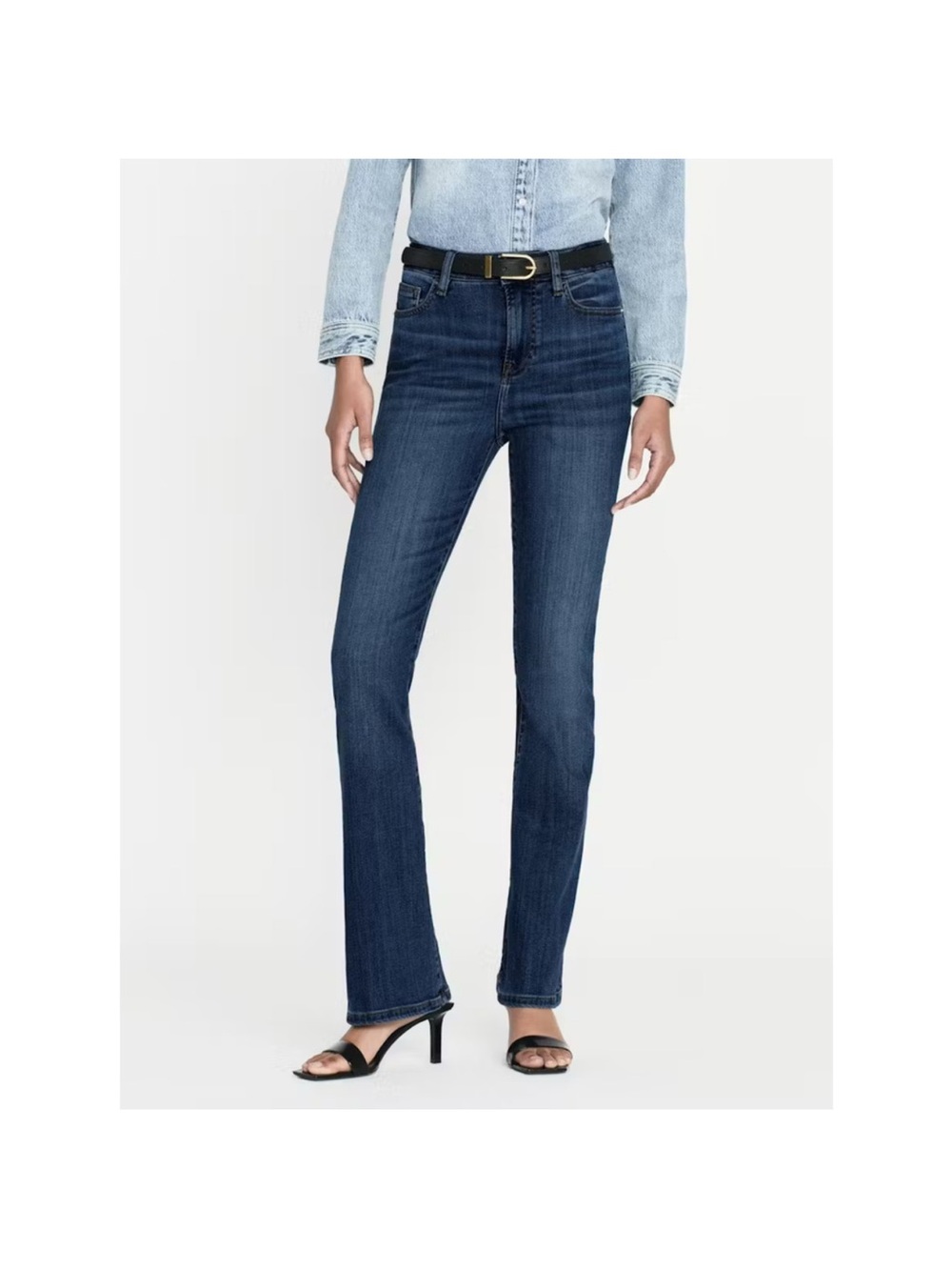 FRAME Le Mini Boot Stretch Denim Jeans Mid Rise in Poe Blue Size 28